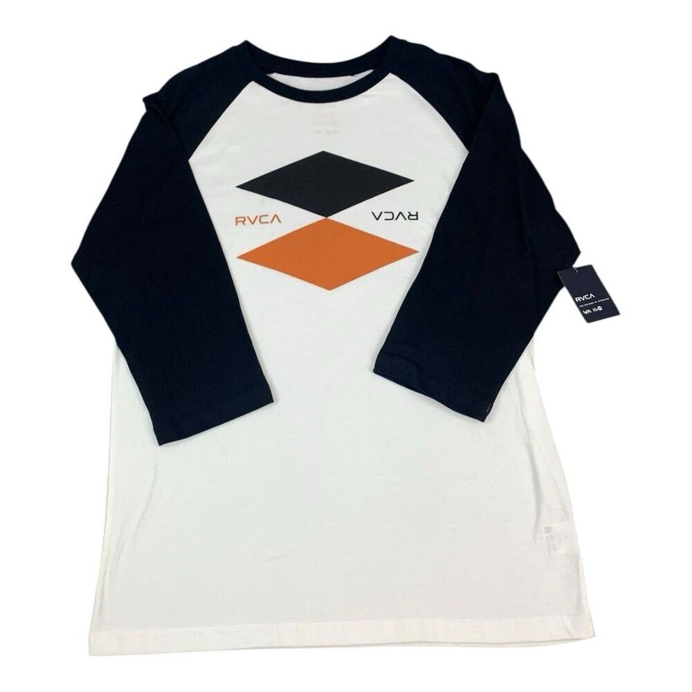 RVCA Baseball Style Raglan T Shirt Skate Graphic Tee 3/4 Sleeve Men’s Medium NEW